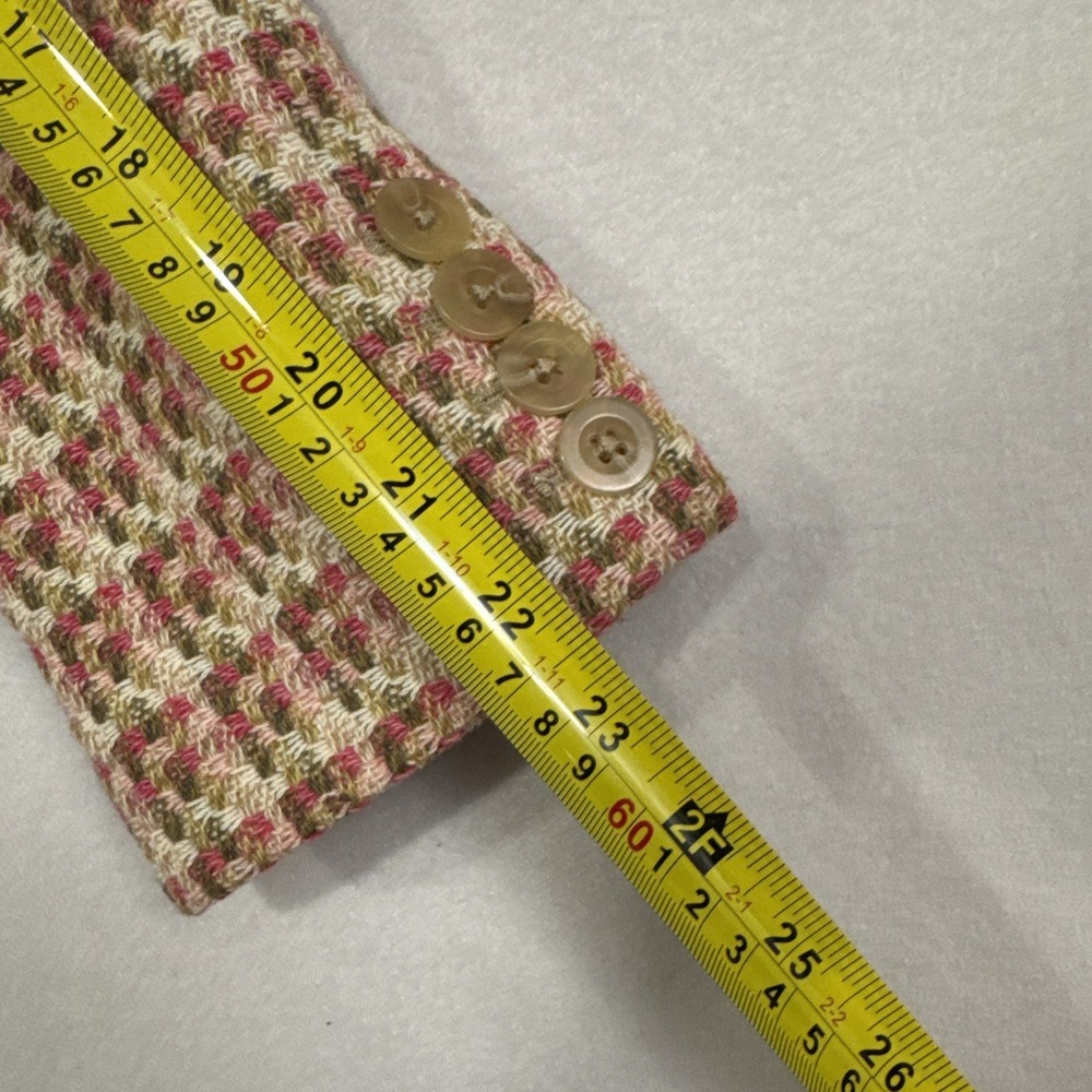 Talbot Women Tweed Wool Blazer Coat Italian Fabric Pink Plaid Sz 8 Petites USA - Picture 11 of 14